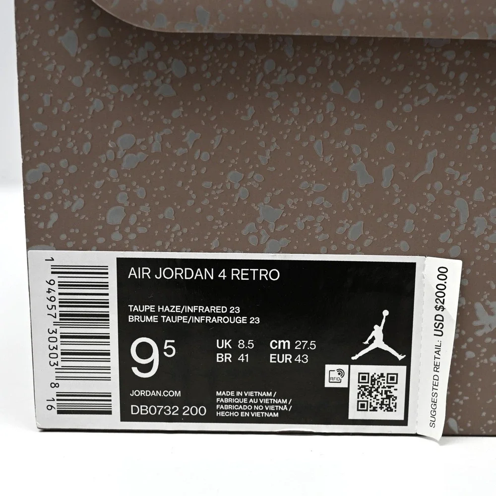 New DS Nike Air Jordan 4 Taupe Haze 2021 Size 9.5 Rare Retro‎ Authentic Brown OG